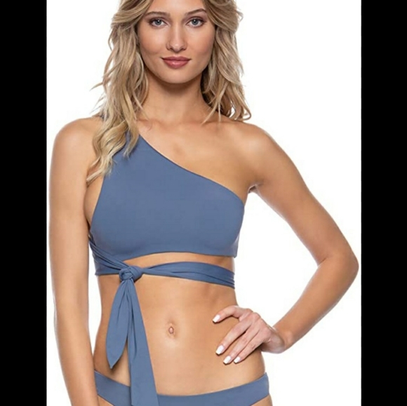 Anthropologie Tavik Wrap Blue Swim Top Size Small - Picture 2 of 3